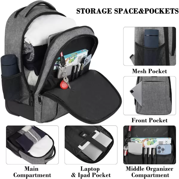 MATEIN Rolling Backpack, Water Resistant Travel Laptop Backpacks with Wheels, Large Roller College Backpack Computer Bag Business Luggage Carry on for Men Women 17 Inch, Grey