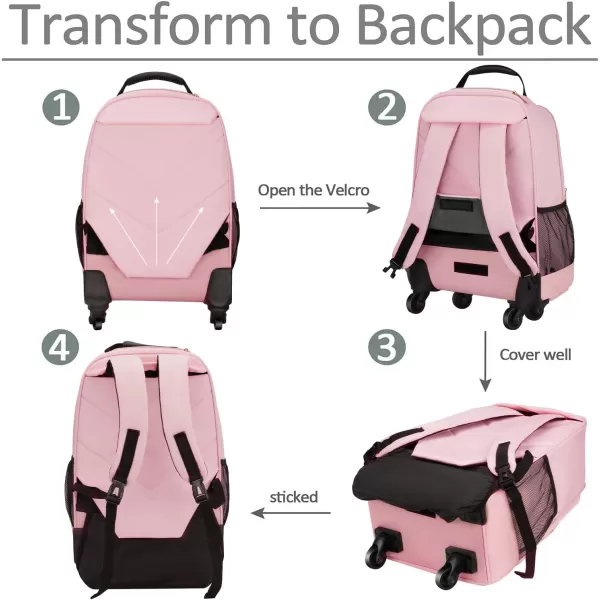 MATEIN Rolling Backpack with 4 Wheels, 17 inch Roller Travel Laptop Backpack for Women Men, Large Wheeled Backpacks Water Resistant Business Carry on Luggage, Airline Approved Suitcase Bag, Black