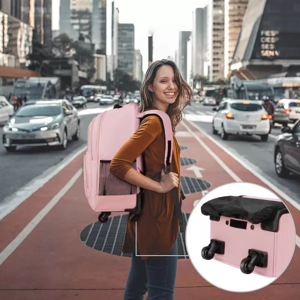 MATEIN Rolling Backpack with 4 Wheels, 17 inch Roller Travel Laptop Backpack for Women Men, Large Wheeled Backpacks Water Resistant Business Carry on Luggage, Airline Approved Suitcase Bag, Black