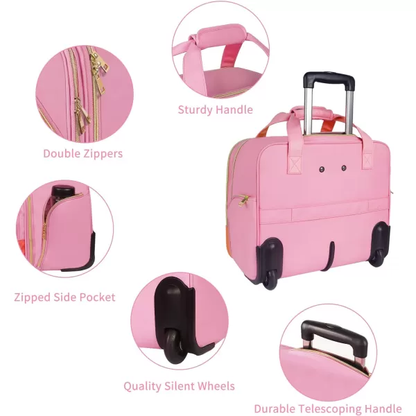 MATEIN Rolling Briefcase for Women, Large Rolling Laptop Bag with Wheels Fits 17 Inch Notebook Gifts for Office Women, Water Resistance Teacher Work Computer Travel Carry on Nurse Bags on Wheel, Pink