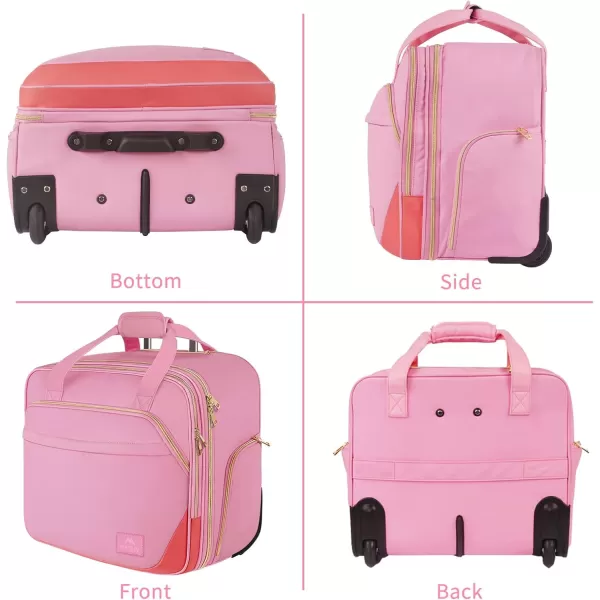 MATEIN Rolling Briefcase for Women, Large Rolling Laptop Bag with Wheels Fits 17 Inch Notebook Gifts for Office Women, Water Resistance Teacher Work Computer Travel Carry on Nurse Bags on Wheel, Pink
