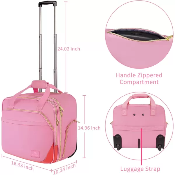 MATEIN Rolling Briefcase for Women, Large Rolling Laptop Bag with Wheels Fits 17 Inch Notebook Gifts for Office Women, Water Resistance Teacher Work Computer Travel Carry on Nurse Bags on Wheel, Pink