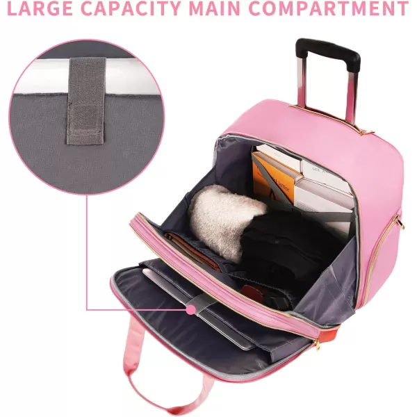 MATEIN Rolling Briefcase for Women, Large Rolling Laptop Bag with Wheels Fits 17 Inch Notebook Gifts for Office Women, Water Resistance Teacher Work Computer Travel Carry on Nurse Bags on Wheel, Pink