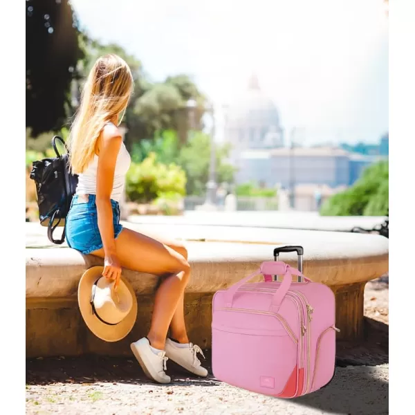 MATEIN Rolling Briefcase for Women, Large Rolling Laptop Bag with Wheels Fits 17 Inch Notebook Gifts for Office Women, Water Resistance Teacher Work Computer Travel Carry on Nurse Bags on Wheel, Pink