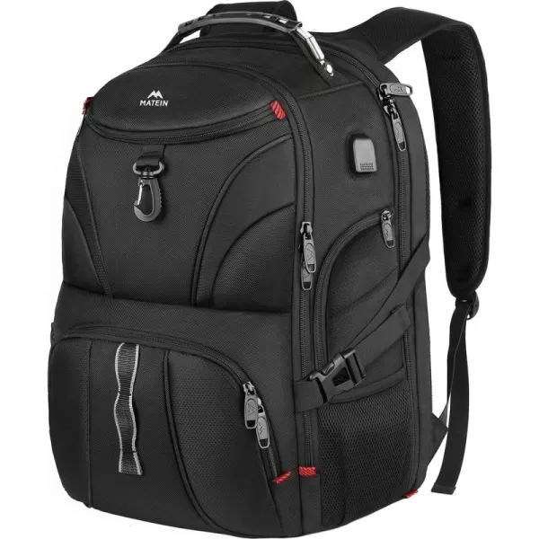 MATEIN Backpack for Men, Extra Large Laptop Backpack with USB Port, Travel Backpacks for Women, Anti Theft College Computer Bag Water Resistant TSA Business Work Rucksack Fit 17 Inch Notebook, Black