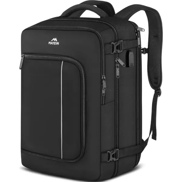 MATEIN Carry on Backpack for Airplanes, Underseat 40L Travel Backpack Personal item Size with Shoe Bag, TSA 17 inch Travel Backpacks for Men Airline Flight Approved Bag, Black