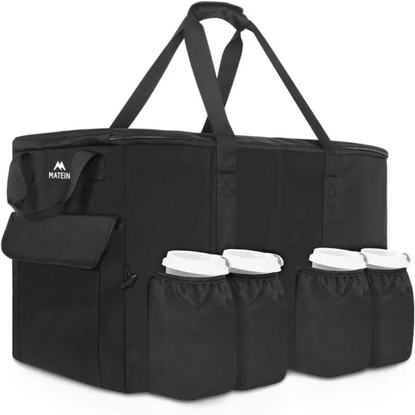 MATEIN Food Delivery Bag XXL - 23x14x15 inches, Water Resistant Large Insulated Hot &amp; Cooler Bags for Delivery with Cup Holders, Pizza Warmer Carrying Case - Catering Bag for Food Deliveries, Black