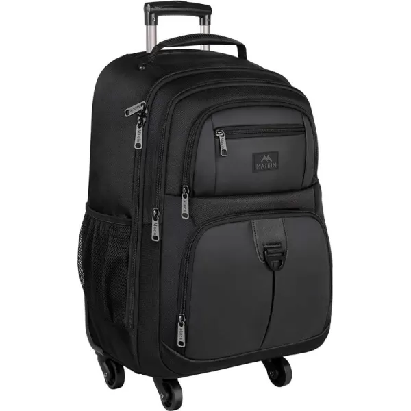 MATEIN Rolling Backpack with 4 Wheels, 17 inch Roller Travel Laptop Backpack for Women Men, Large Wheeled Backpacks Water Resistant Business Carry on Luggage, Airline Approved Suitcase Bag, Black