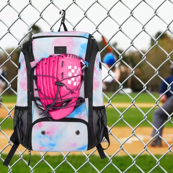 MATEIN Baseball Backpack, Softball Bat Bag with Shoes Compartment for Youth, Boys and Adult, Lightweight Baseball Bag with Fence Hook Hold TBall Bat, Batting Mitten, Helmet, Caps, Teeball Gear