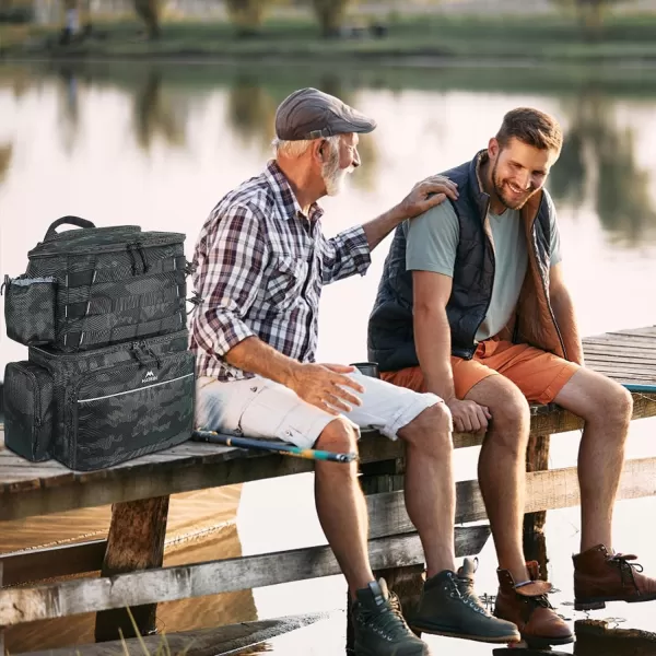 MATEIN Fishing Tackle Backpack with Cooler, Large Fishing Bag with Rod Holders for 4 Trays  &amp; Fishing gear
