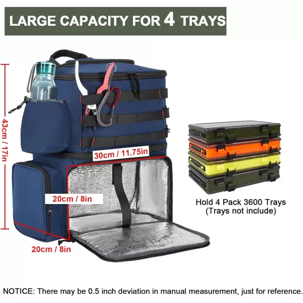 MATEIN Fishing Tackle Backpack with Cooler, Large Fishing Bag with Rod Holders for 4 Trays  &amp; Fishing gear