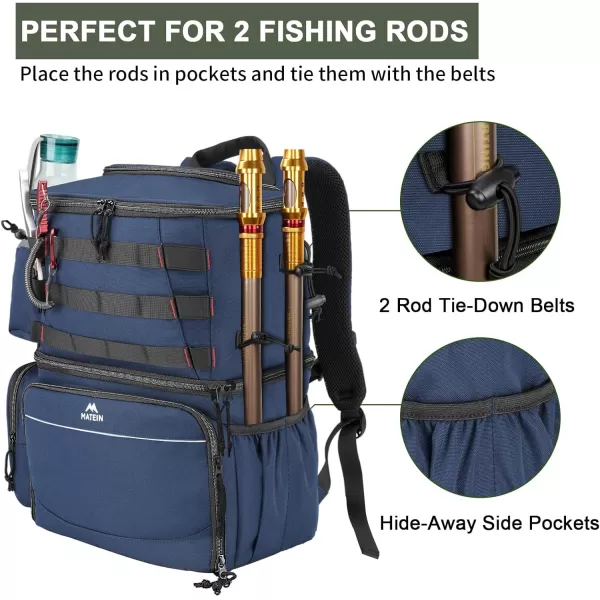 MATEIN Fishing Tackle Backpack with Cooler, Large Fishing Bag with Rod Holders for 4 Trays  &amp; Fishing gear