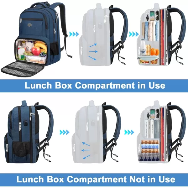 imageMATEIN 17 Inch Laptop Backpack TSA Large Travel Backpack with Lunch Box AntiTheft Work Business Carry On with USB Port Water Resistant Sturdy College Computer Backpack for Men WomenBlue