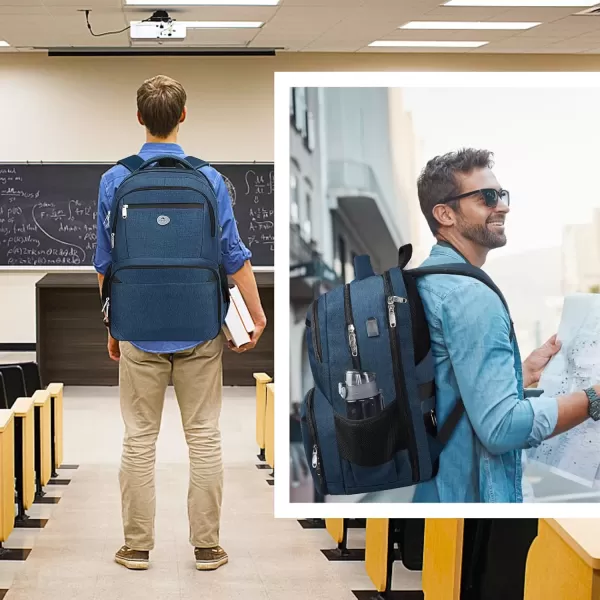 imageMATEIN 17 Inch Laptop Backpack TSA Large Travel Backpack with Lunch Box AntiTheft Work Business Carry On with USB Port Water Resistant Sturdy College Computer Backpack for Men WomenBlue