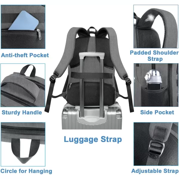 imageMATEIN 17 Inch Laptop Backpack TSA Large Travel Backpack with Lunch Box AntiTheft Work Business Carry On with USB Port Water Resistant Sturdy College Computer Backpack for Men WomenGrey