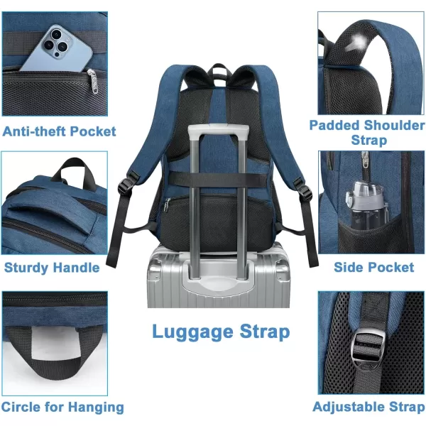 imageMATEIN 17 Inch Laptop Backpack TSA Large Travel Backpack with Lunch Box AntiTheft Work Business Carry On with USB Port Water Resistant Sturdy College Computer Backpack for Men WomenBlue