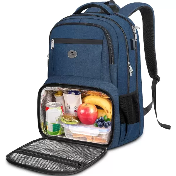 imageMATEIN 17 Inch Laptop Backpack TSA Large Travel Backpack with Lunch Box AntiTheft Work Business Carry On with USB Port Water Resistant Sturdy College Computer Backpack for Men WomenBlue