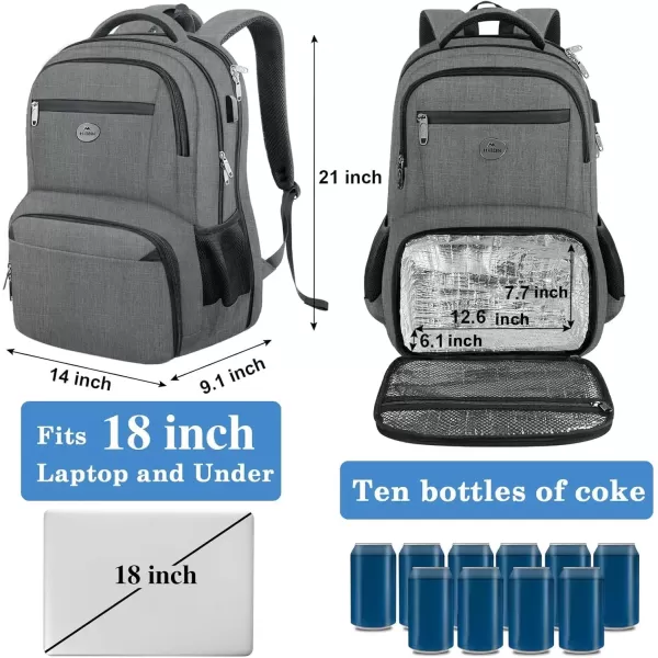 imageMATEIN 17 Inch Laptop Backpack TSA Large Travel Backpack with Lunch Box AntiTheft Work Business Carry On with USB Port Water Resistant Sturdy College Computer Backpack for Men WomenGrey