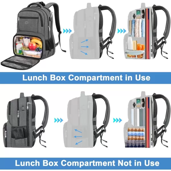 imageMATEIN 17 Inch Laptop Backpack TSA Large Travel Backpack with Lunch Box AntiTheft Work Business Carry On with USB Port Water Resistant Sturdy College Computer Backpack for Men WomenGrey