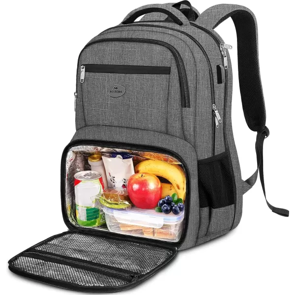 imageMATEIN 17 Inch Laptop Backpack TSA Large Travel Backpack with Lunch Box AntiTheft Work Business Carry On with USB Port Water Resistant Sturdy College Computer Backpack for Men WomenGrey