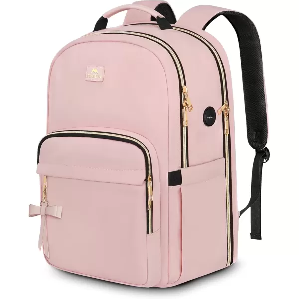 imageMATEIN 17 Inch Laptop Backpack for Women Pink Travel Backpack Personal Item Size TSA Approved with Luggage Strap and USB Charging Hole Water Resistant Extra Large Computer Bag for Nurse Work