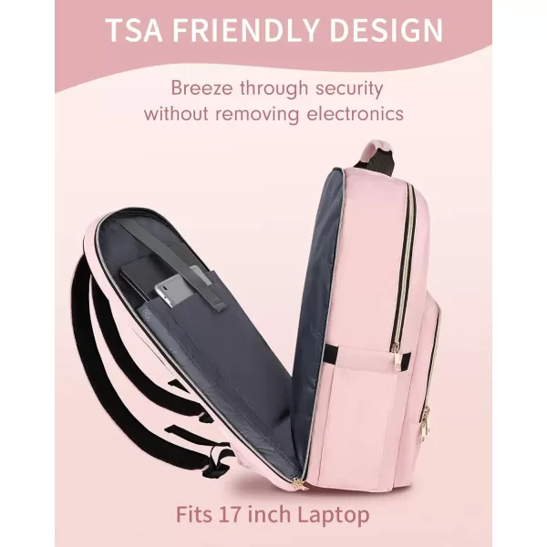 imageMATEIN 17 Inch Laptop Backpack for Women Pink Travel Backpack Personal Item Size TSA Approved with Luggage Strap and USB Charging Hole Water Resistant Extra Large Computer Bag for Nurse Work