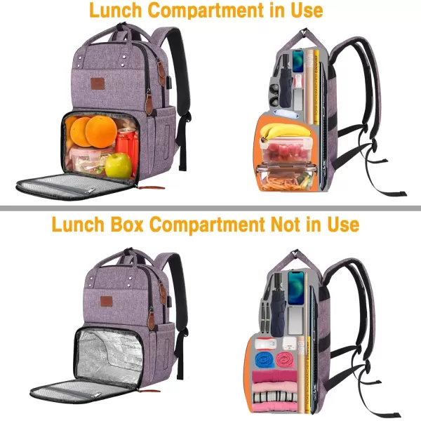 imageMATEIN 17 Inches Lunch Backpack Extra Large Lunch Box with Insulated Cooler Compartment Water Resistant Laptop Backpack with USB Charging Port for College Work Picnic BeachesPurple