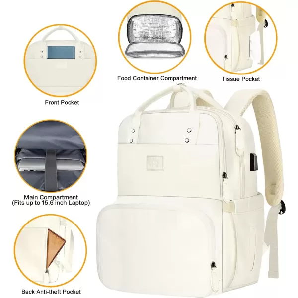 imageMATEIN 17 Inches Lunch Backpack Extra Large Lunch Box with Insulated Cooler Compartment Water Resistant Laptop Backpack with USB Charging Port for College Work Picnic BeachesBeige