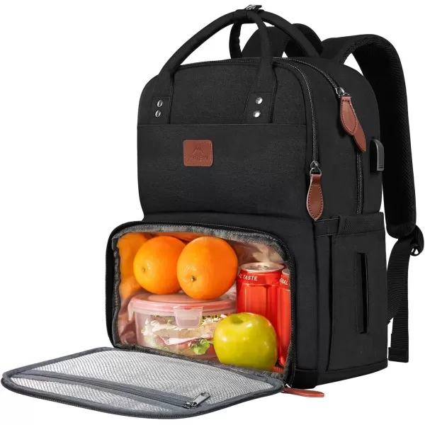 imageMATEIN 17 Inches Lunch Backpack Extra Large Lunch Box with Insulated Cooler Compartment Water Resistant Laptop Backpack with USB Charging Port for College Work Picnic BeachesBlack
