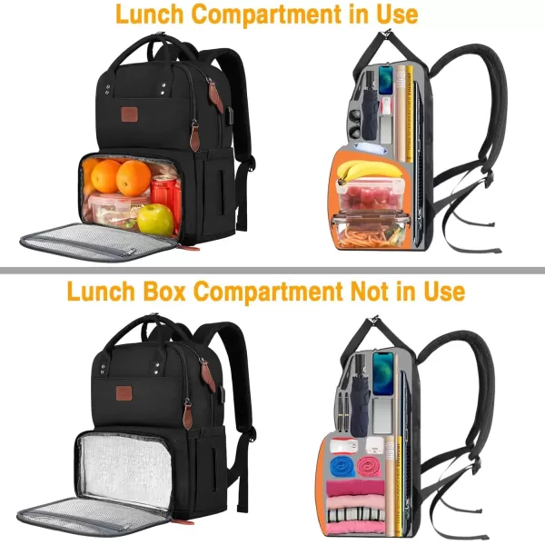 imageMATEIN 17 Inches Lunch Backpack Extra Large Lunch Box with Insulated Cooler Compartment Water Resistant Laptop Backpack with USB Charging Port for College Work Picnic BeachesBlack