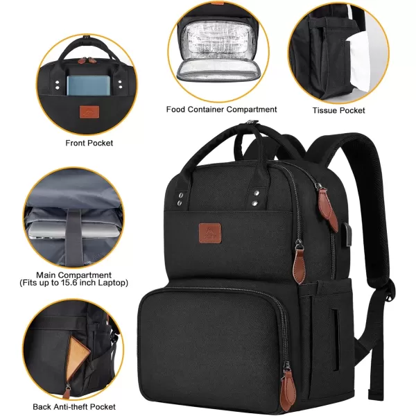 imageMATEIN 17 Inches Lunch Backpack Extra Large Lunch Box with Insulated Cooler Compartment Water Resistant Laptop Backpack with USB Charging Port for College Work Picnic BeachesBlack