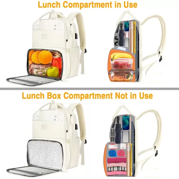 imageMATEIN 17 Inches Lunch Backpack Extra Large Lunch Box with Insulated Cooler Compartment Water Resistant Laptop Backpack with USB Charging Port for College Work Picnic BeachesBeige
