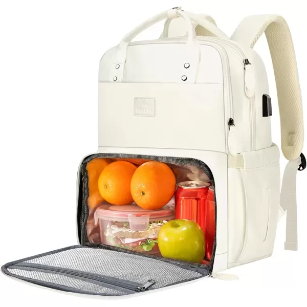 imageMATEIN 17 Inches Lunch Backpack Extra Large Lunch Box with Insulated Cooler Compartment Water Resistant Laptop Backpack with USB Charging Port for College Work Picnic BeachesBeige