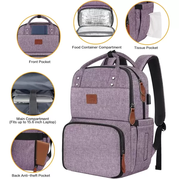 imageMATEIN 17 Inches Lunch Backpack Extra Large Lunch Box with Insulated Cooler Compartment Water Resistant Laptop Backpack with USB Charging Port for College Work Picnic BeachesPurple