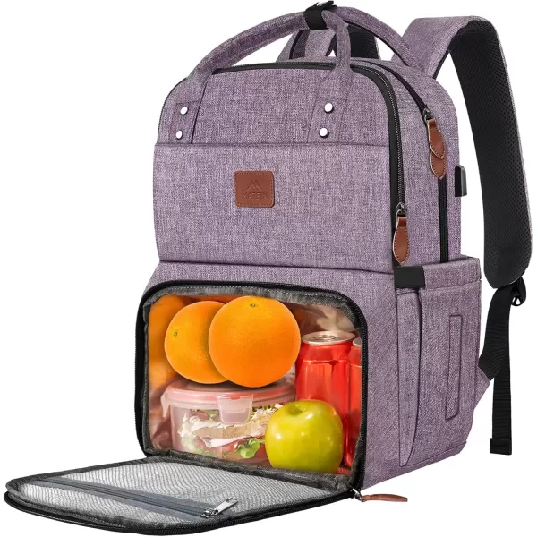 imageMATEIN 17 Inches Lunch Backpack Extra Large Lunch Box with Insulated Cooler Compartment Water Resistant Laptop Backpack with USB Charging Port for College Work Picnic BeachesPurple