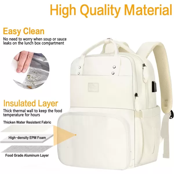 imageMATEIN 17 Inches Lunch Backpack Extra Large Lunch Box with Insulated Cooler Compartment Water Resistant Laptop Backpack with USB Charging Port for College Work Picnic BeachesBeige