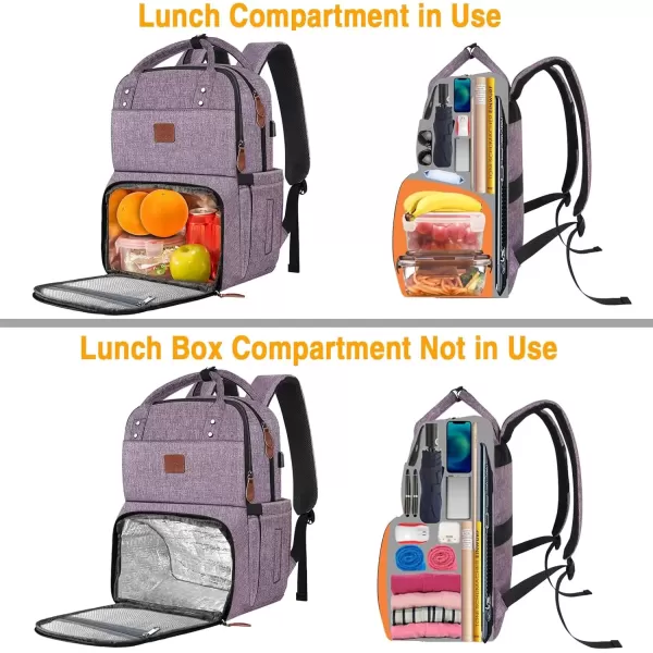 imageMATEIN 17 Inches Lunch Backpack Extra Large Lunch Box with Insulated Cooler Compartment Water Resistant Laptop Backpack with USB Charging Port for College Work Picnic BeachesPurple