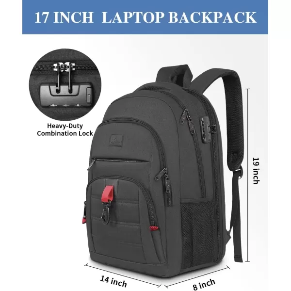 imageMATEIN Anti Theft Travel Backpack for Men 17 Inch Laptop Backpack with USB Charging Port ampamp Lock Large TSA Water Resistant Lockable Lightweight Daypack College Business Work Computer Bag Gifts Black