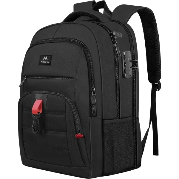 imageMATEIN Anti Theft Travel Backpack for Men 17 Inch Laptop Backpack with USB Charging Port ampamp Lock Large TSA Water Resistant Lockable Lightweight Daypack College Business Work Computer Bag Gifts Black