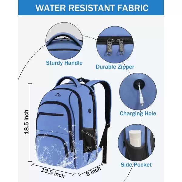 imageMATEIN Blue Backpack Anti Theft TSA 17 Inch Laptop Backpack with Waterproof Wet ampamp Dry Bag Large Water Resistant Sturdy College Lightweight Travel Daypack Nurse Work Computer Backpack for Women Men