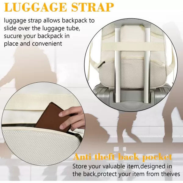 imageMATEIN Extra Large Backpack 17 Inch Travel Laptop Backpack with USB Charging Port Anti Theft TSA Friendly Business Work College Computer Backpack for Men Women BlackBeige