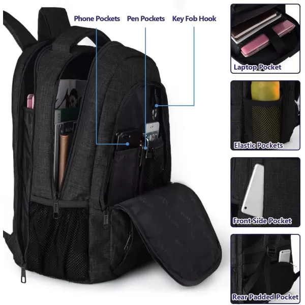 imageMATEIN Extra Large Backpack 17 Inch Travel Laptop Backpack with USB Charging Port Anti Theft TSA Friendly Business Work College Computer Backpack for Men Women BlackBlack