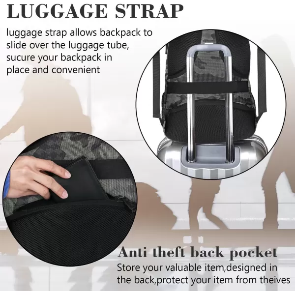 imageMATEIN Extra Large Backpack 17 Inch Travel Laptop Backpack with USB Charging Port Anti Theft TSA Friendly Business Work College Computer Backpack for Men Women BlackCamo Grey