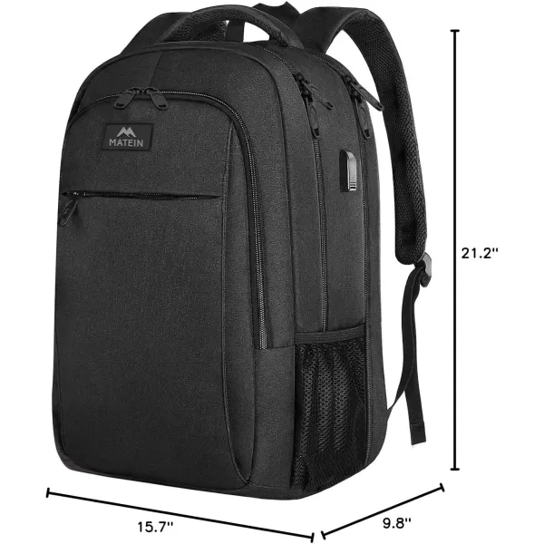 imageMATEIN Extra Large Backpack 17 Inch Travel Laptop Backpack with USB Charging Port Anti Theft TSA Friendly Business Work College Computer Backpack for Men Women BlackDeep Black