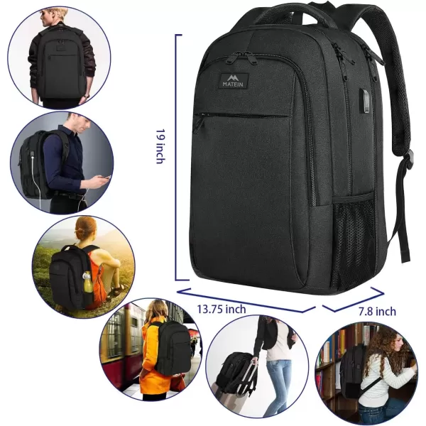 imageMATEIN Extra Large Backpack 17 Inch Travel Laptop Backpack with USB Charging Port Anti Theft TSA Friendly Business Work College Computer Backpack for Men Women BlackBlack
