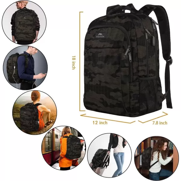 imageMATEIN Extra Large Backpack 17 Inch Travel Laptop Backpack with USB Charging Port Anti Theft TSA Friendly Business Work College Computer Backpack for Men Women BlackCamouflage