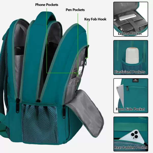 imageMATEIN Extra Large Backpack 17 Inch Travel Laptop Backpack with USB Charging Port Anti Theft TSA Friendly Business Work College Computer Backpack for Men Women BlackPeacock Blue
