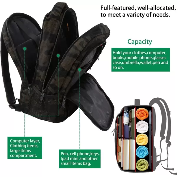 imageMATEIN Extra Large Backpack 17 Inch Travel Laptop Backpack with USB Charging Port Anti Theft TSA Friendly Business Work College Computer Backpack for Men Women BlackCamouflage