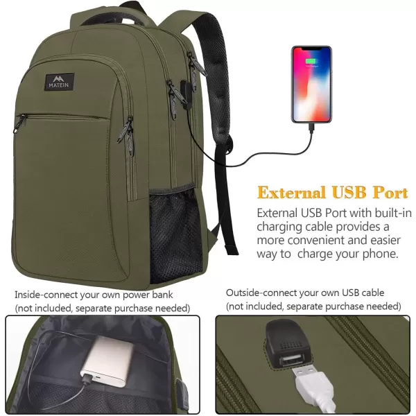 imageMATEIN Extra Large Backpack 17 Inch Travel Laptop Backpack with USB Charging Port Anti Theft TSA Friendly Business Work College Computer Backpack for Men Women BlackDark Green