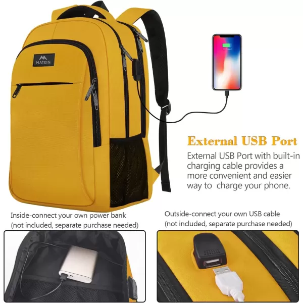 imageMATEIN Extra Large Backpack 17 Inch Travel Laptop Backpack with USB Charging Port Anti Theft TSA Friendly Business Work College Computer Backpack for Men Women BlackYellow